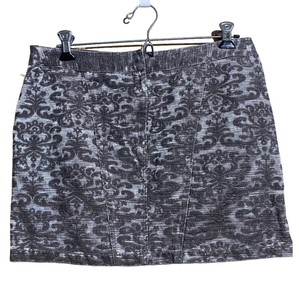 Express charcoal gray jacquard Baroque Paisley Stretch Cotton Mini Skirt  Size 8